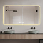 LED Bathroom Mirror with 3 Color Dimmable Backlight - Pearl Silver