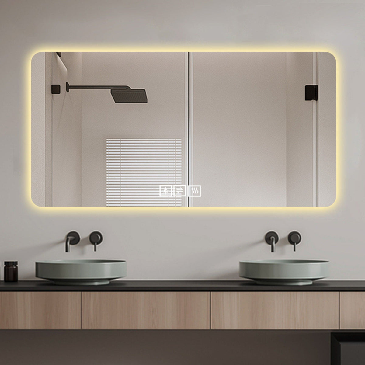 LED Bathroom Mirror with 3 Color Dimmable Backlight - Pearl Silver