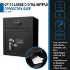 Durable Keypad Depository Safe with Dual PIN Access - Black