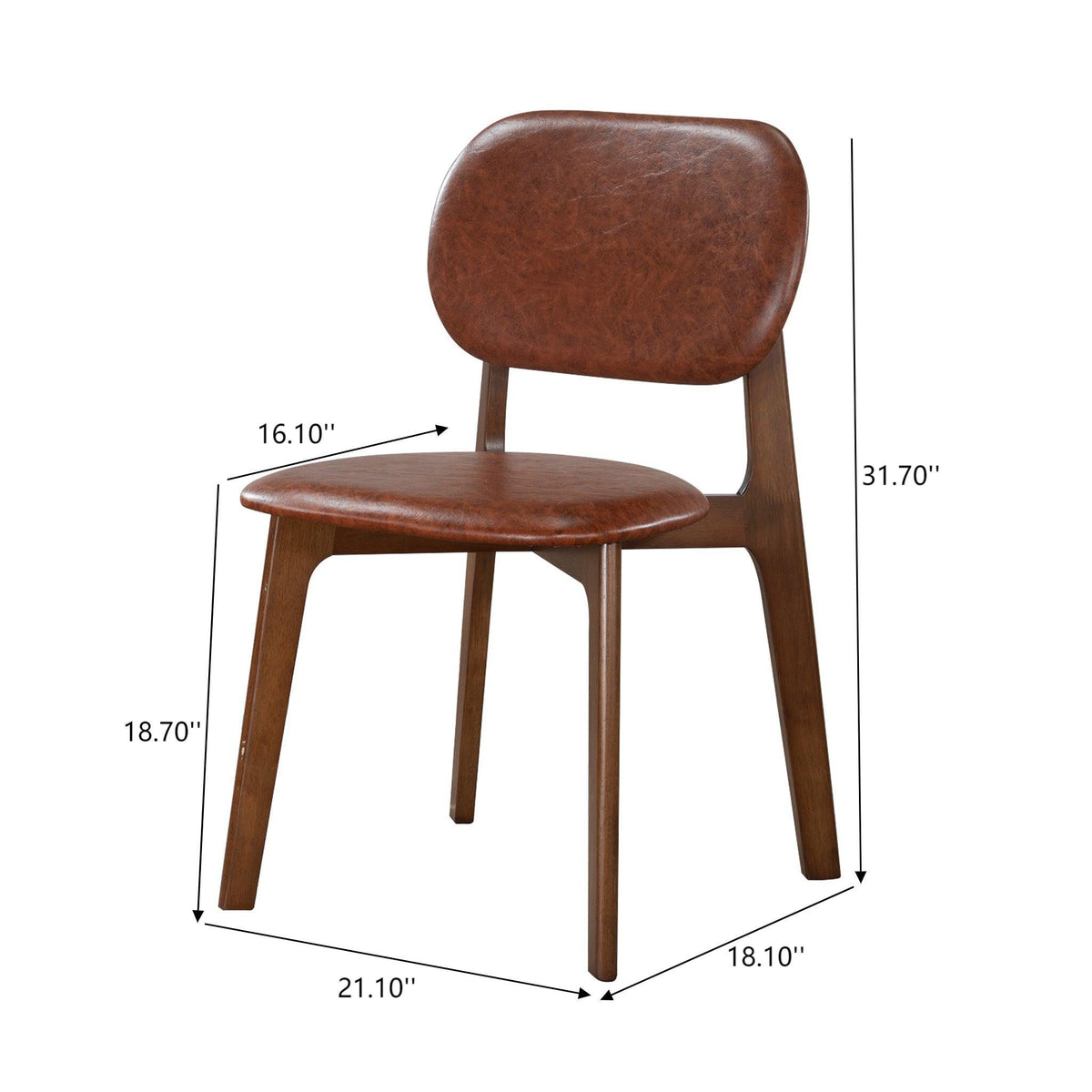 Kelsey Stylish Dining Chair Set of 2 with Solid Wood Construction - Black or Light Brown