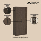Rivington Bookcase Cabinet with Adjustable Shelves - Black, Dark Brown, or Light Brown