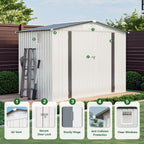 Outdoor Garden Storage Shed with Lockable Doors and Window - White / Gray