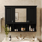 Wall Mounted Bathroom Medicine Cabinet With Mirror & Open Shelves