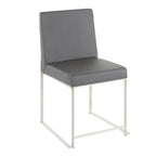 Fuji Contemporary High Back Dining Chair Set with Upholstered Seat - Multiple Colors