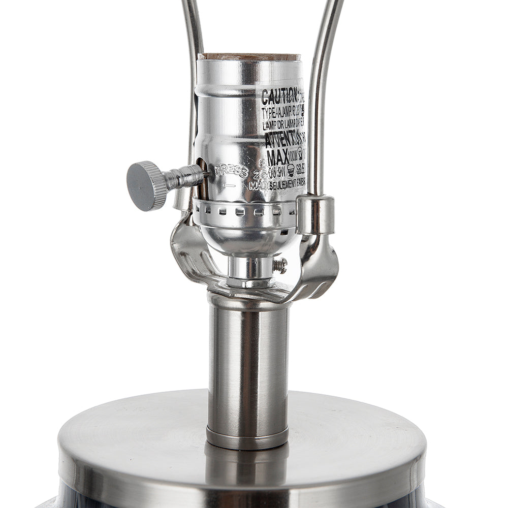 Ellis Glass Table Lamp with Blue Base and Linen Shade