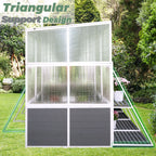 Wooden Lean To Greenhouse with Walk-In Design - White / Gray