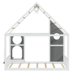 Twin House Bed with Slide and Ball Light Strip - Gray