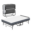 Twin Wide Folding Rollaway Bed with Adjustable Headboard and Memory Foam Mattress - Black