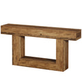 Console Table with 2 Tier Storage and U-Shaped Base - Light Brown or Dark Brown