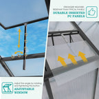 Windproof Greenhouse with Raised Base - Polycarbonate Panels - Black
