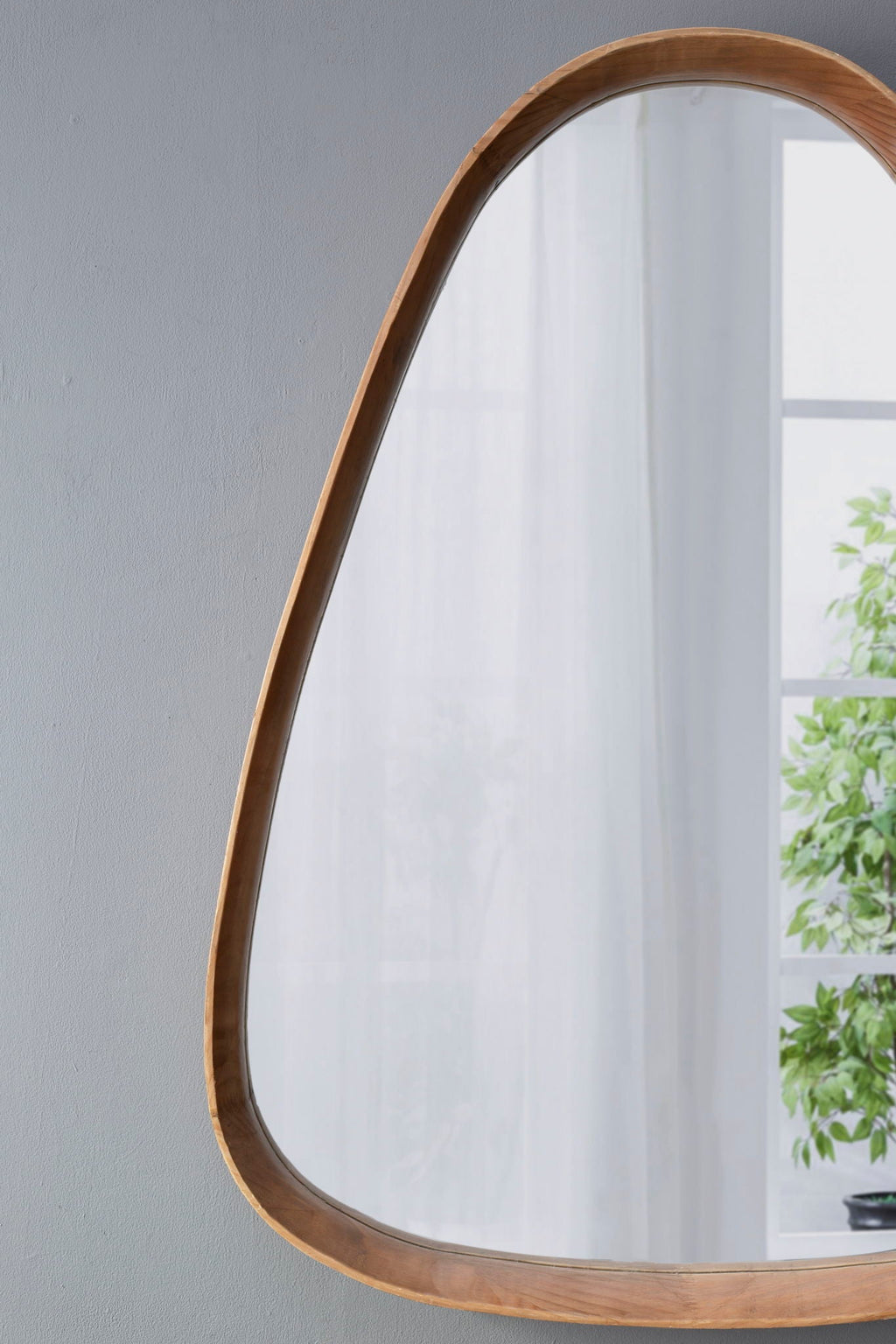 Irregular Mirror With Frame Wall Mirror - Brown