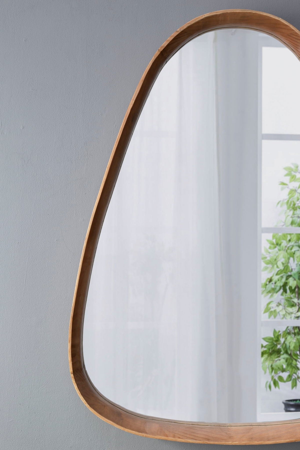 Irregular Mirror With Frame Wall Mirror - Brown