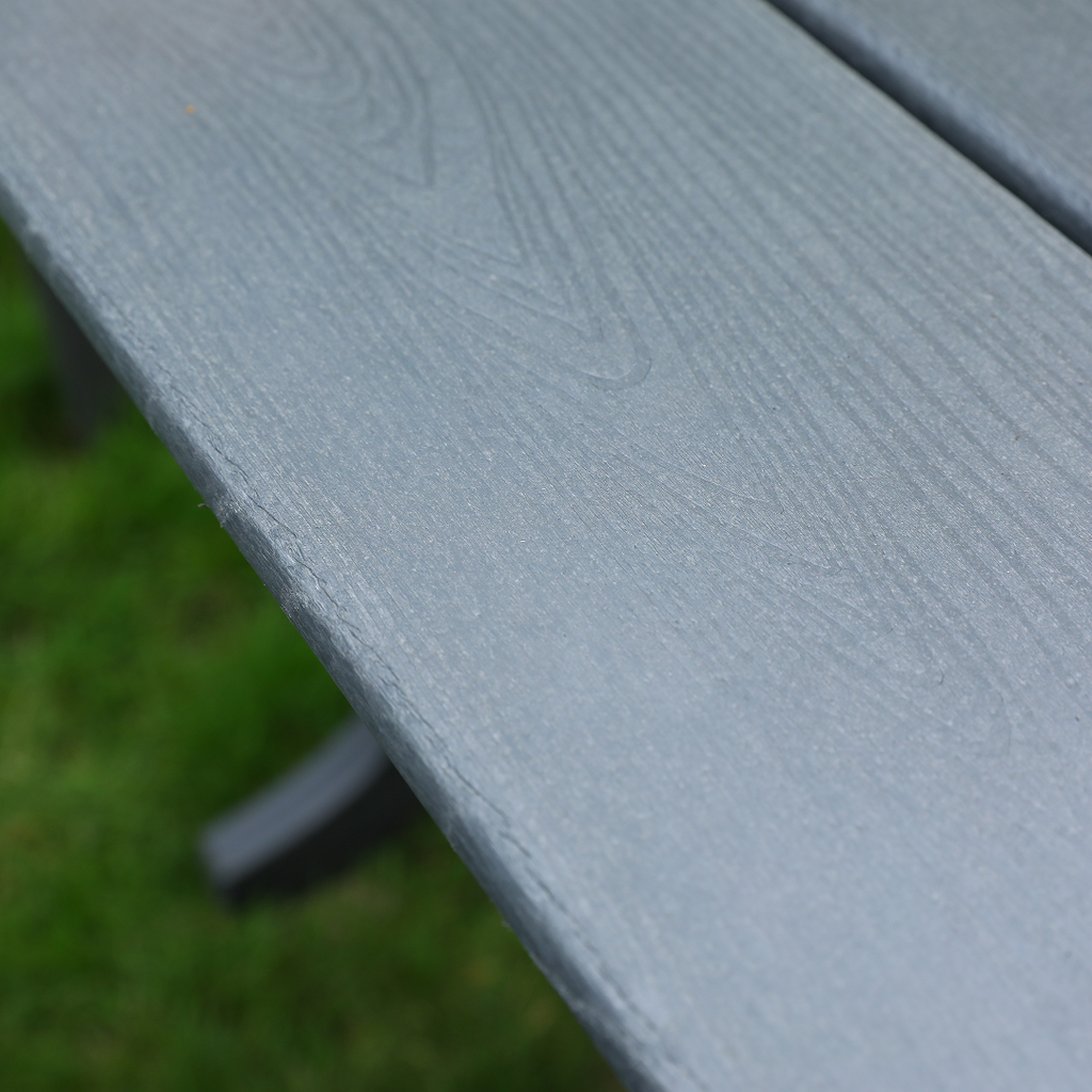 HDPE Patio Dining Table with Umbrella Hole – Seats 4-6 - Gray or Black