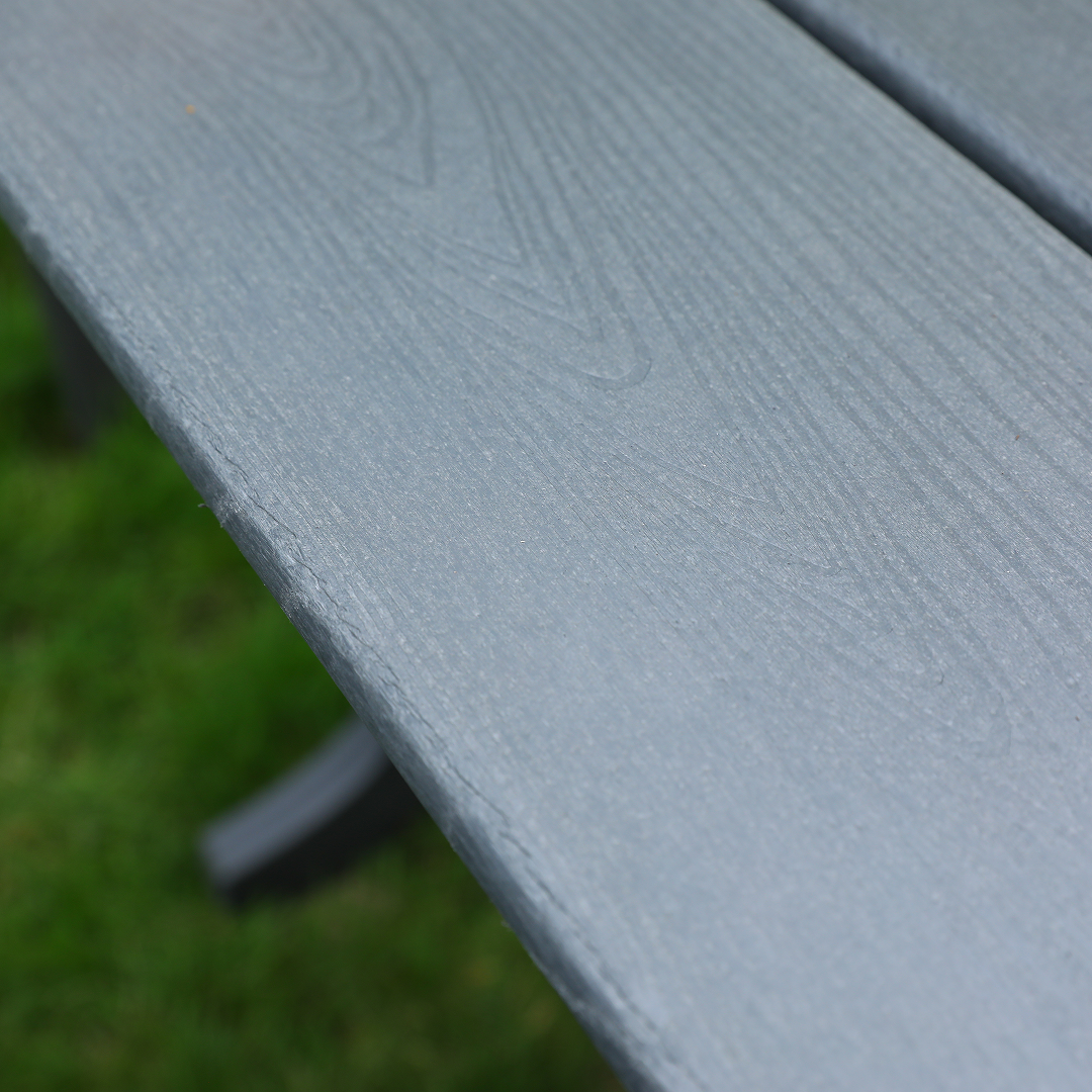 HDPE Patio Dining Table with Umbrella Hole – Seats 4-6 - Gray or Black