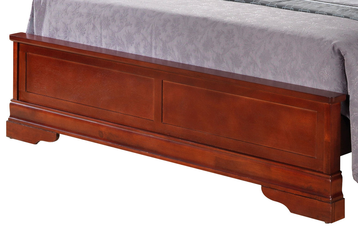 Sleigh Bed with Low Footboard - Real Wood Veneers, Multiple Colors