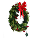 24-Inch Pre-Lit Artificial Christmas Wreath with Timer - Warm White LEDs