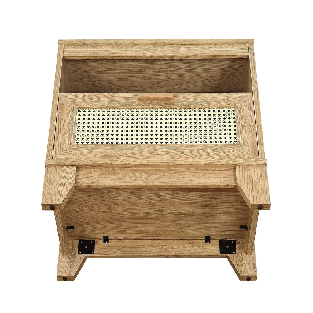 Modern Cane Accent Nightstand with 1 Drawer - Black or Light Brown