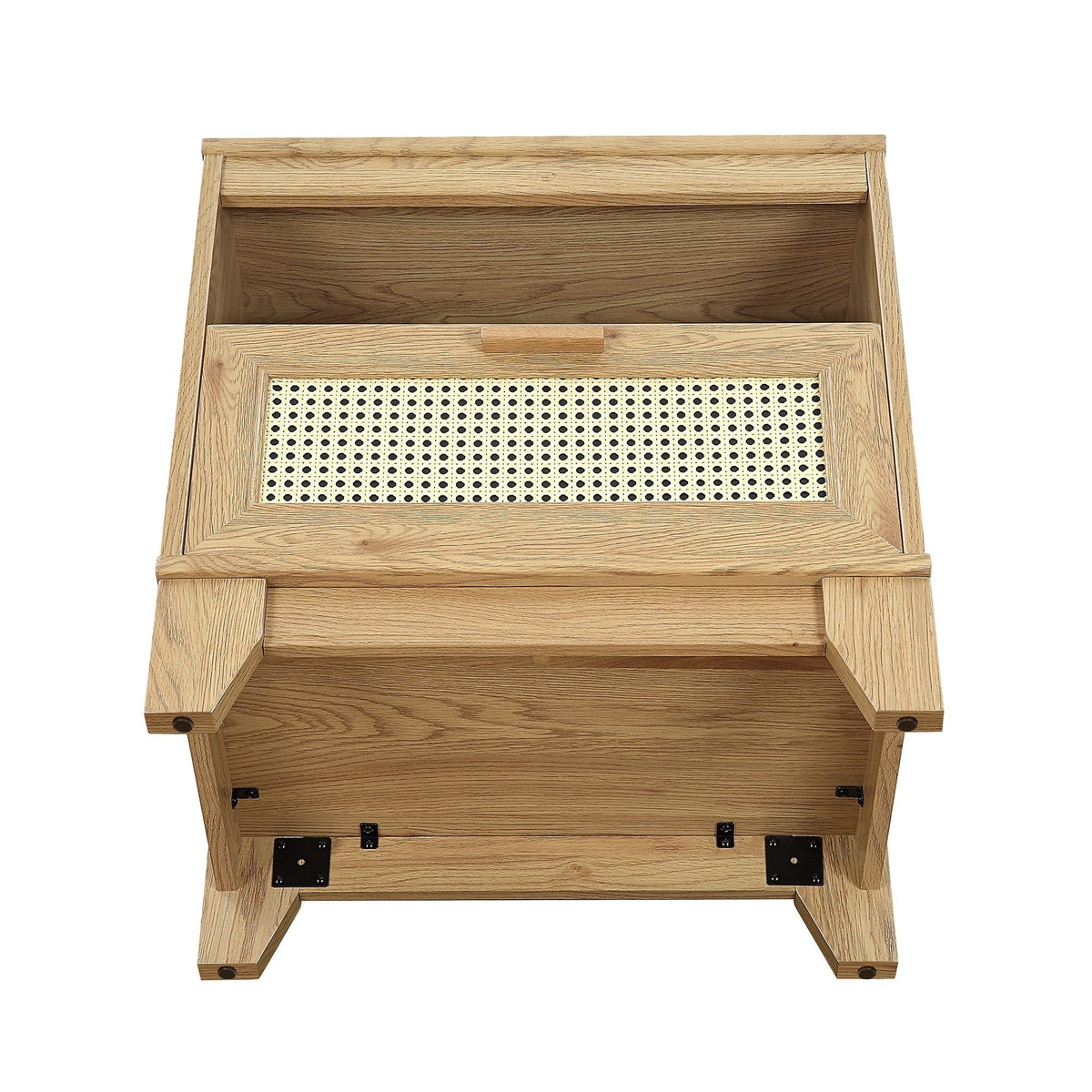 Modern Cane Accent Nightstand with 1 Drawer - Black or Light Brown