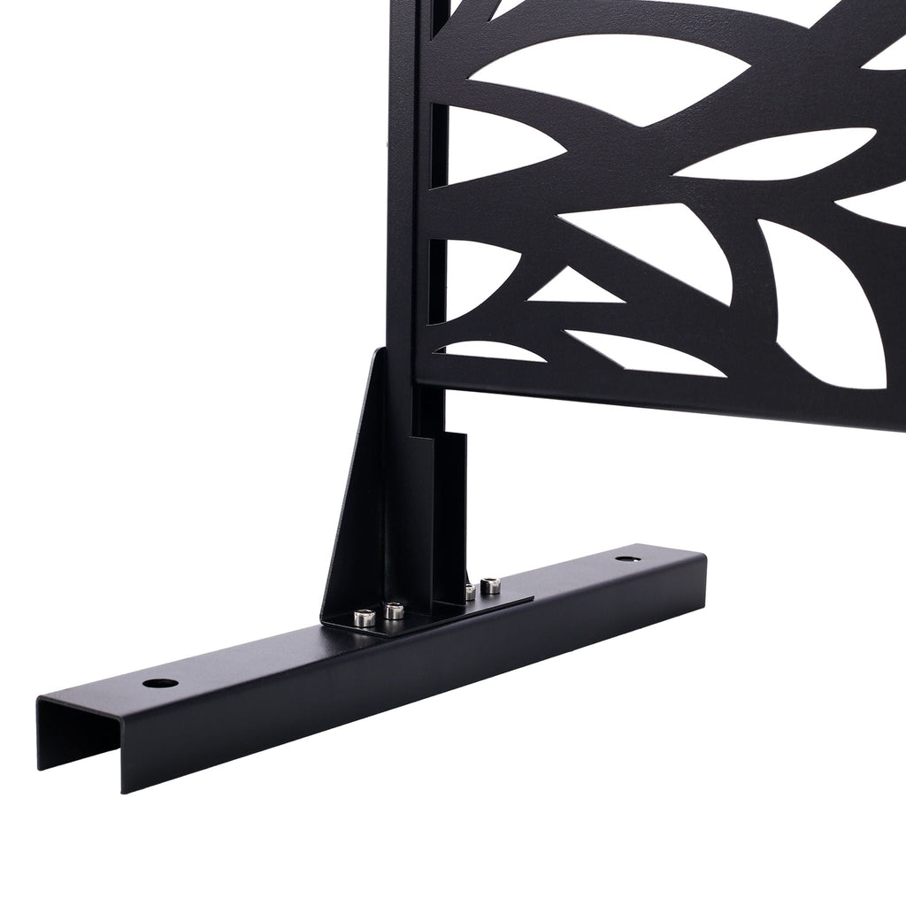 Metal Privacy Screen Room Divider with Freestanding Design - Black