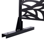 Metal Privacy Screen Room Divider with Freestanding Design - Black
