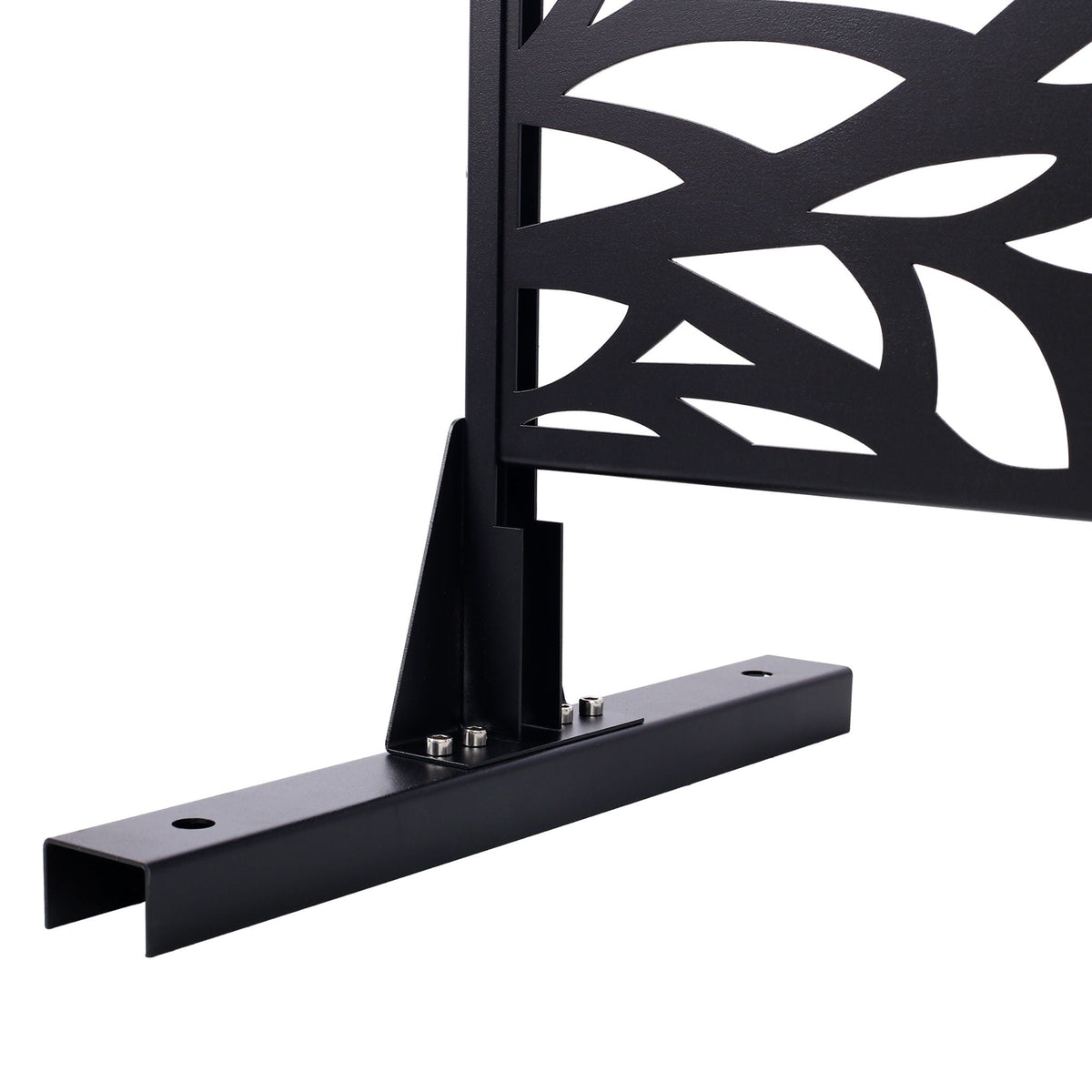 Metal Privacy Screen Room Divider with Freestanding Design - Black