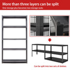 Heavy Duty Metal Garage Shelving Unit with Adjustable Shelves - Black
