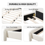 King Size Upholstered Platform Bed Frame with Curved Headboard - Boucle