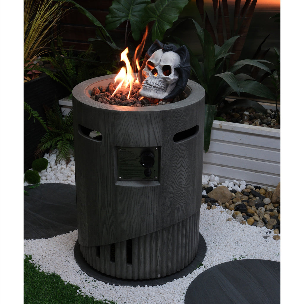 32000 BTU Round Outdoor Gas Fire Pit with Lava Stones and Cover