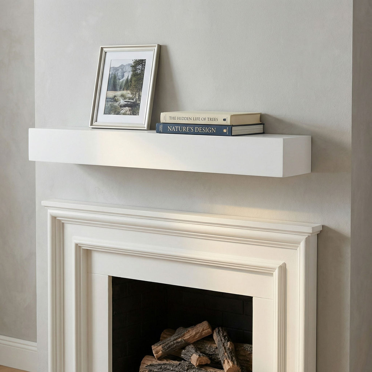 Floating Fireplace Mantel Shelf with Invisible Wall Mount - Multiple Colors