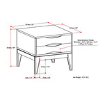 Handcrafted End Table with 2 Drawers - Light Brown, Dark Brown, or Black