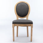 French Style Solid Wood Frame Dining Chair Set with Fabric Back - Beige or Dark Gray