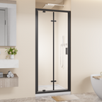 Framed Bi-fold Pivot Shower Door with Tempered Glass - Clear