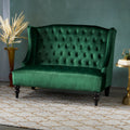 Modern Glam Velvet Loveseat with Button-Tufted Detail - Emerald