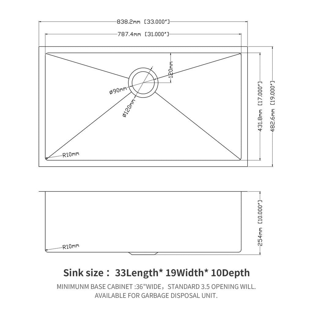 Modern Undermount Stainless Steel Kitchen Sink 16 Gauge, Deep Single Bowl - Gray