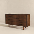 Brown 6-Drawer Dresser with Walnut Finish – Solid Wood