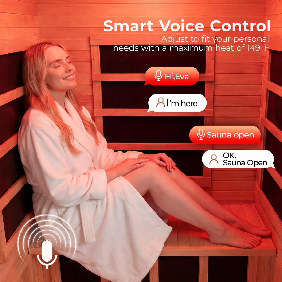 Smart Infrared Sauna for Home with Voice Control - Canadian Hemlock