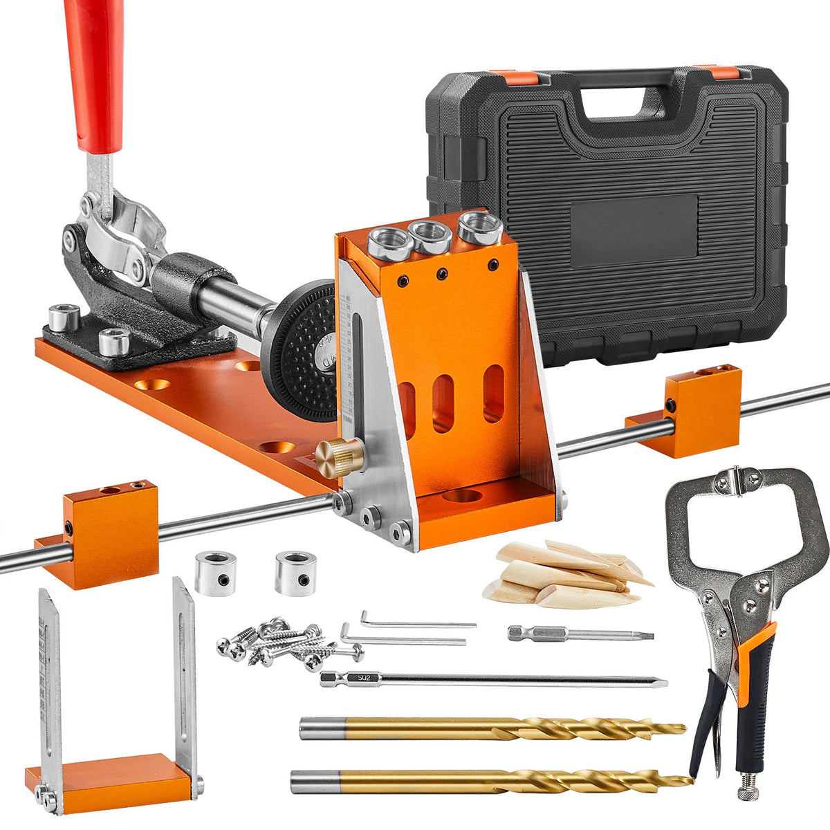 Pocket Hole Jig Kit with Adjustable Depth and C-Clamp - 34 Piece Set