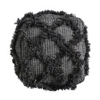 Handcrafted Wool and Cotton Pouf with Durable Construction - Brown