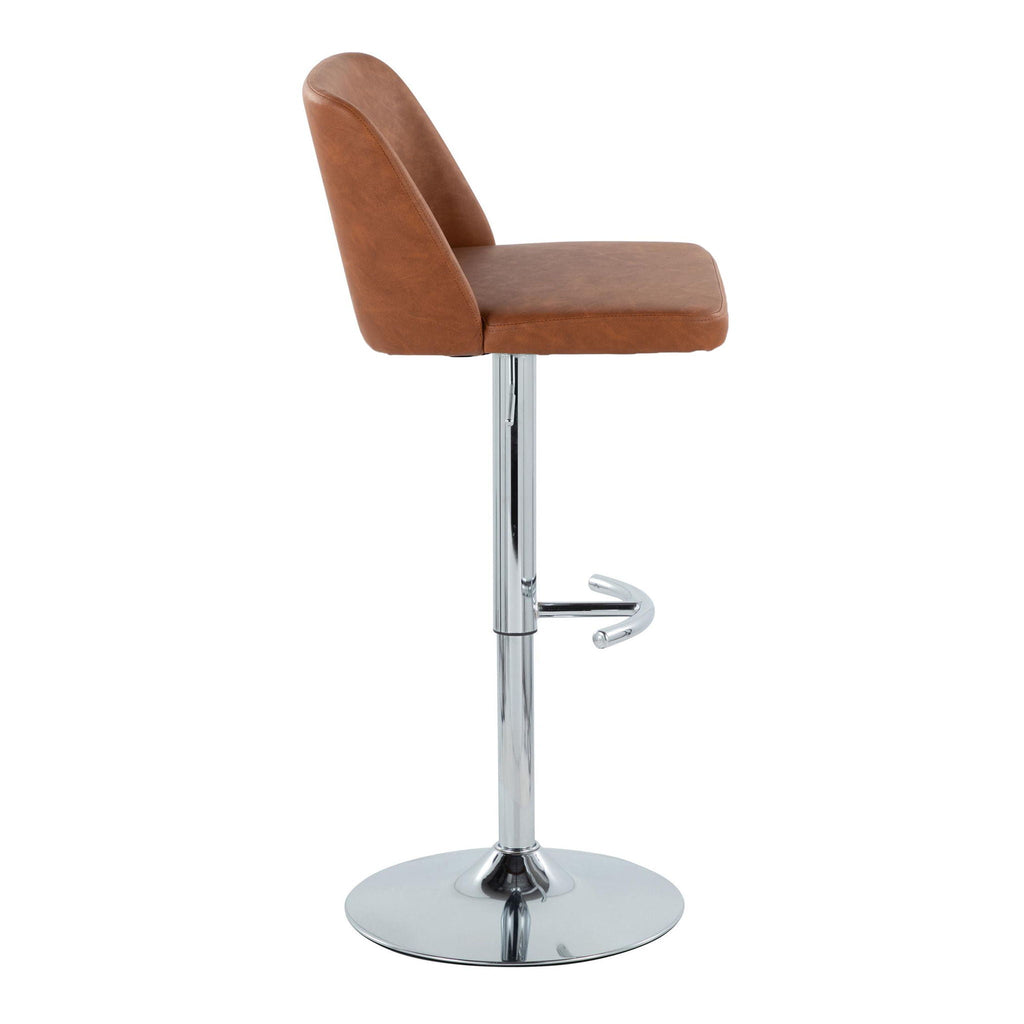 Contemporary Adjustable Barstool Set with Swivel & Rounded T Footrest - Multiple Colors