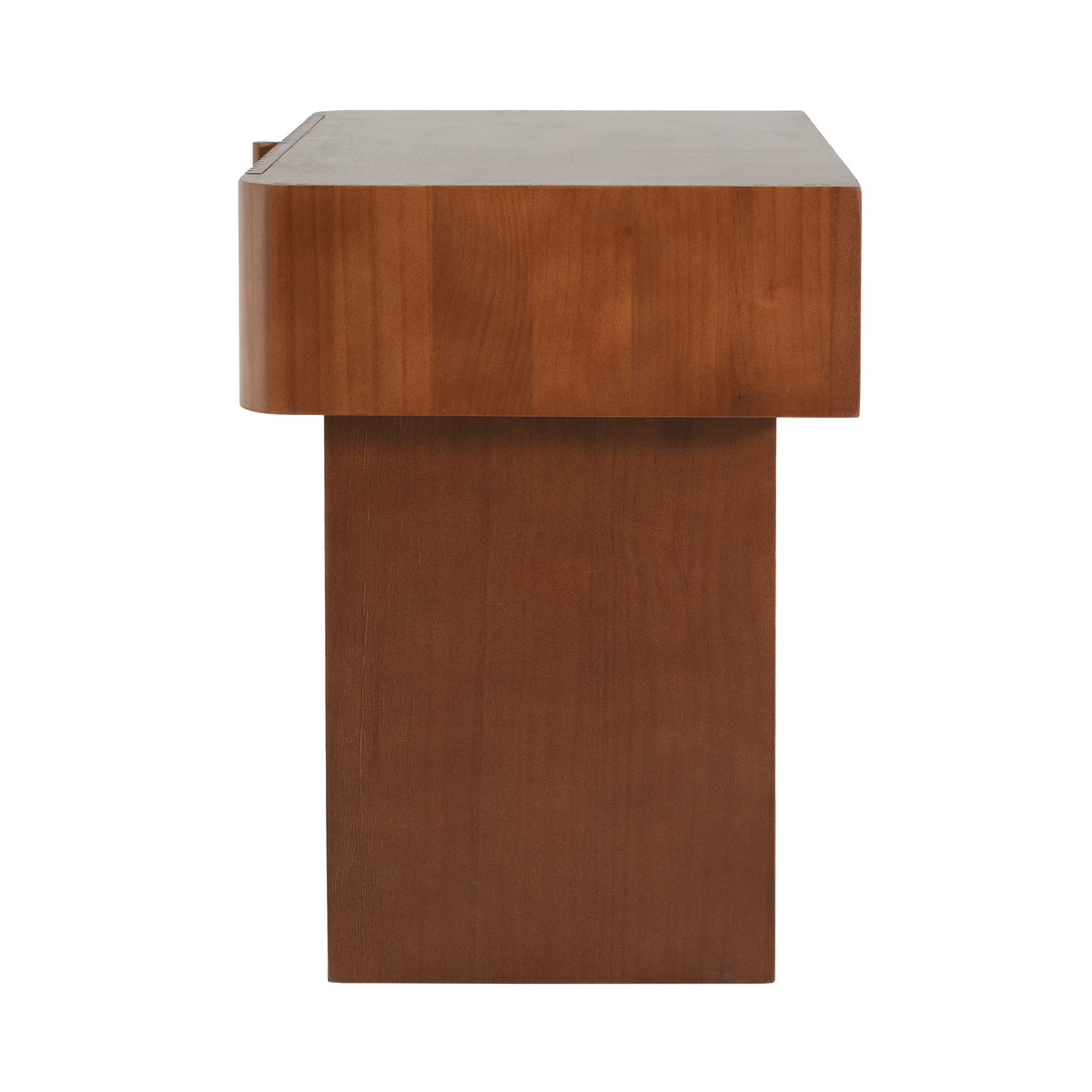 Wood End Table with Drawer with Fluted Front - Walnut