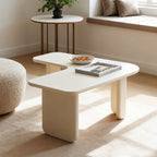 L-Shape Coffee Table with Modular Nesting Design - White or Dark Brown