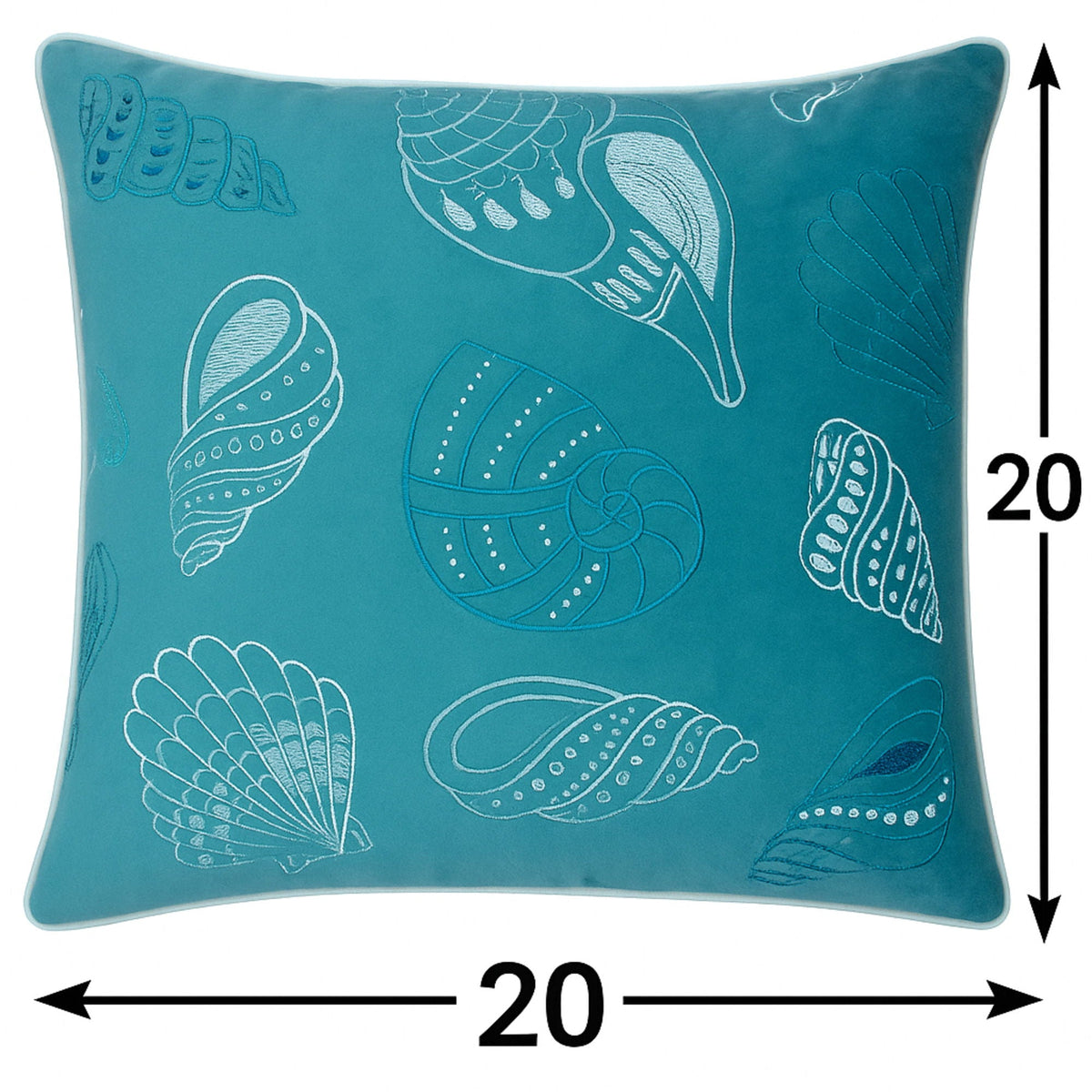 Seashells Pillow Cover with Hidden Zipper - Blue or Light Blue