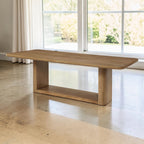 Oak Dining Table with Dual-Panel Pedestal Base - Zoey