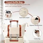 Brown & White Expandable Hardshell 6-Piece Luggage Set with TSA Locks