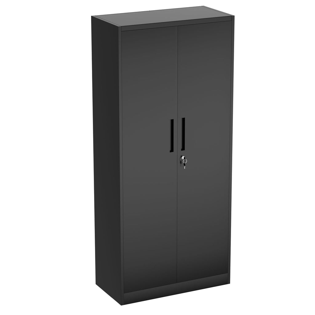 Steel Garage Storage Cabinet with Adjustable Shelves and Lock – Black or White