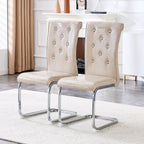 Elegant Design Upholstered Dining Chairs with Crystal Details - Multiple Colors