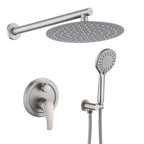 Wall Mounted Shower Set with High Pressure 10" Rain Head & 5-Function Handheld - Gold or Pearl Silver