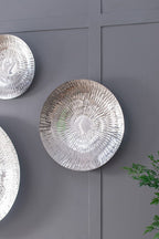 Textured Oversized Disc Wall Decor with Concealed Mounting - Silver
