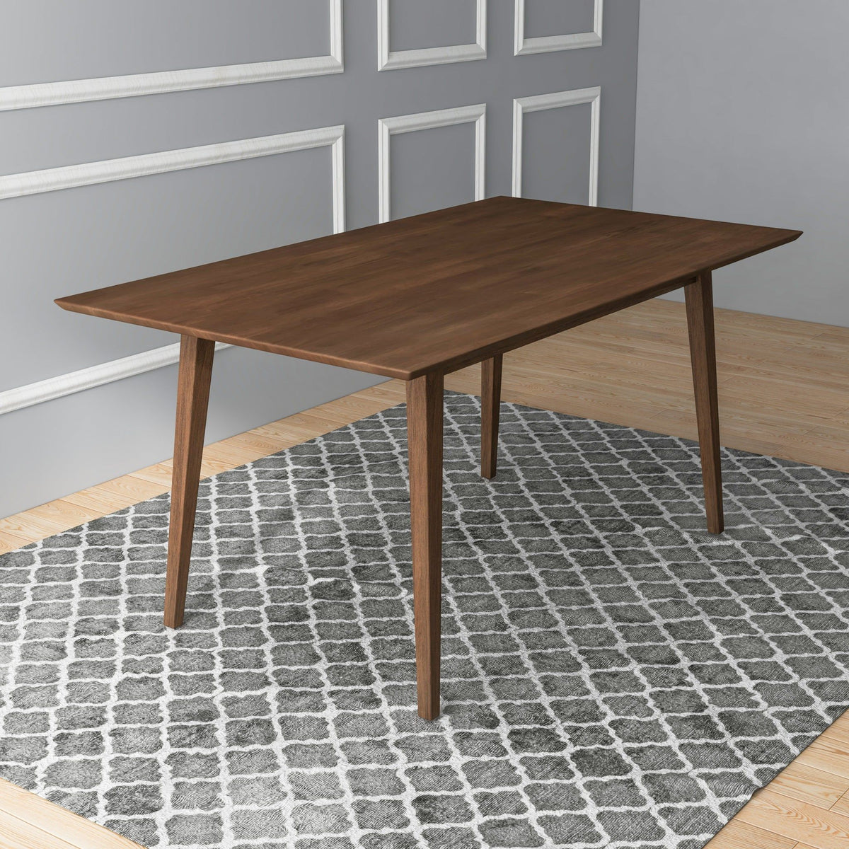 Rectangular Modern Dining Table with Solid Wood Construction – Dark Brown or White