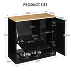 Feeding Station with 2 Lockers and Elevated Bowls - Black